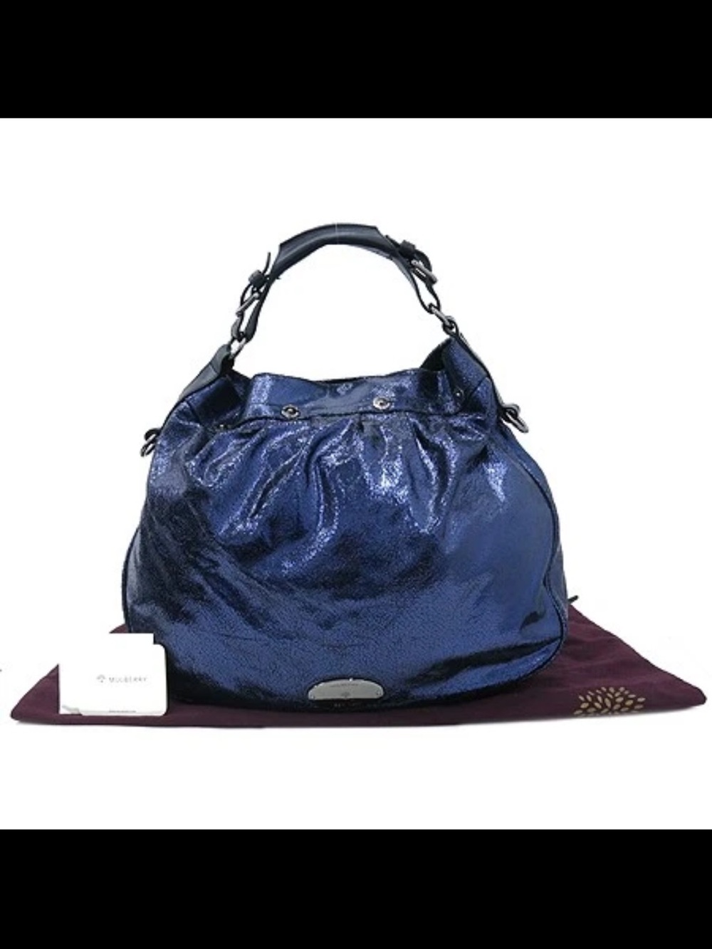 Mulberry Metallic Navy Blue Leather Hobo Bag